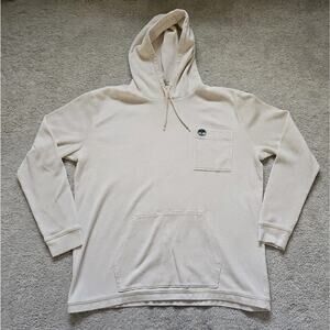 Timberland Beige Pullover Waffle Knit Thermal Hoodie Sz XL Pocket